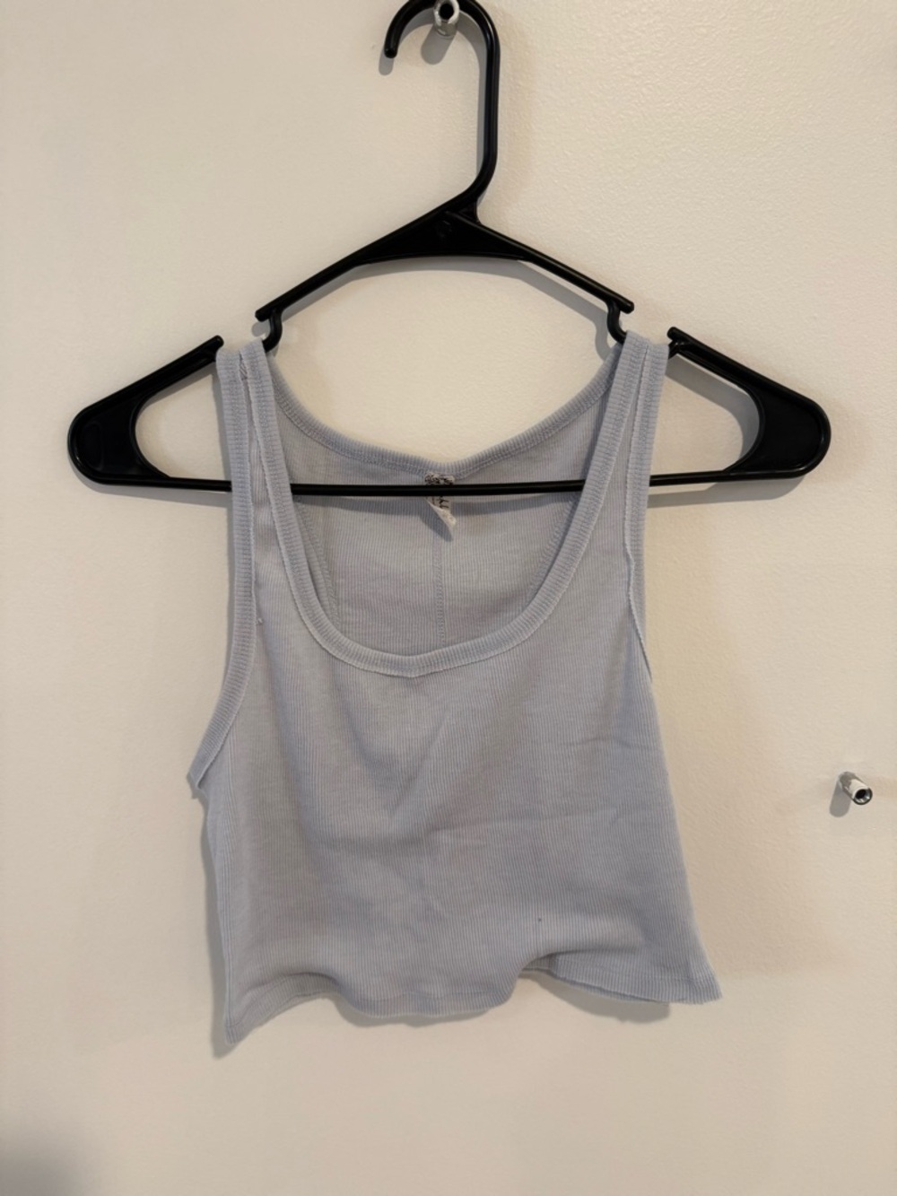 Free People Light Blue Ribbed Scoop Tank